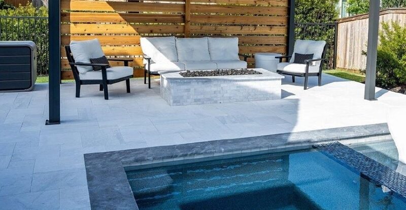 Ice White Sandblasted Marble Pavers