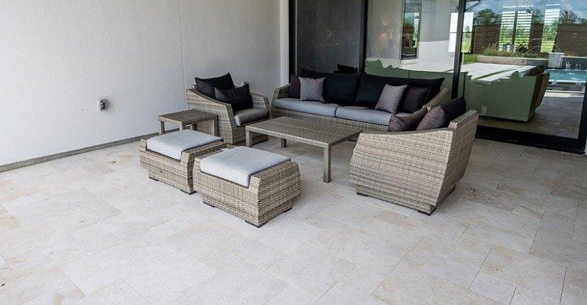 Moon Light Leathered Marble Pavers