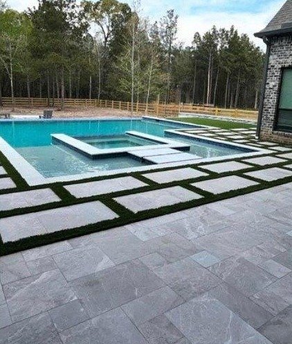 Nuvola Grey Leathered Marble Pavers - Image 2