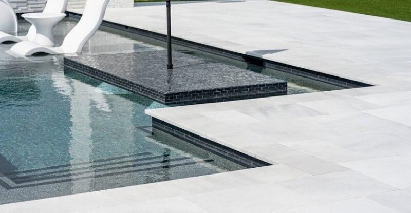 Pasha White Leathered Marble Pavers